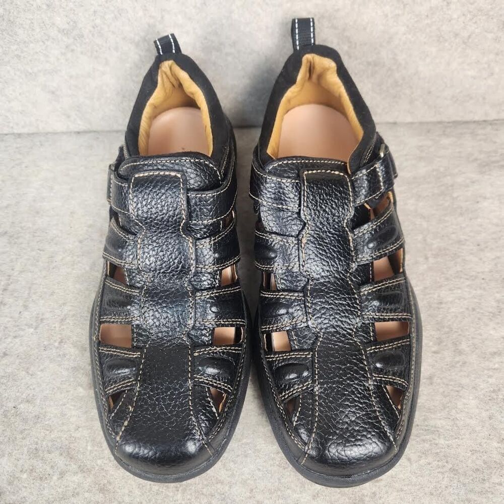 Dr. Comfort Fisherman Men Size 10.5W Black Leather Sandal